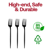 Solid Black Moderno Disposable Plastic Dessert Forks BPA | Smarty Had A Party