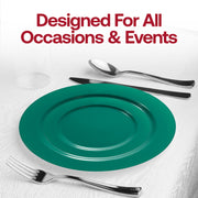Solid Green Holiday Round Disposable Plastic Salad Plates (7.5") Lifestyle | Smarty Had A Party