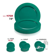 Solid Green Holiday Round Disposable Plastic Salad Plates (7.5") SKU | Smarty Had A Party