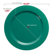 Solid Green Holiday Round Disposable Plastic Dinner Plates (10.25") Dimension | Smarty Had A Party