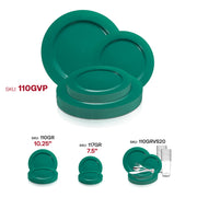 Solid Green Holiday Round Disposable Plastic Dinnerware Value Set SKU | Smaty Had A Party