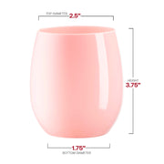 12 oz. Solid Pink Elegant Stemless Plastic Wine Glasses Dimension | Smarty Had A Party