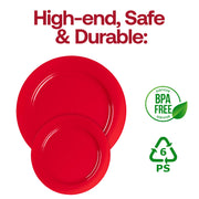 Solid Red Holiday Round Disposable Plastic Appetizer/Salad Plates | Smarty Had A Party