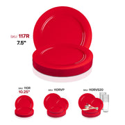 Solid Red Holiday Round Disposable Plastic Appetizer/Salad Plates (7.5") SKU | Smarty Had A Party