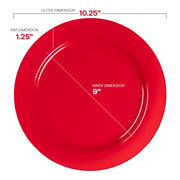 Solid Red Holiday Round Disposable Plastic Dinner Plates (10.25") Dimension | Smarty Had A Party