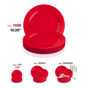 Solid Red Holiday Round Disposable Plastic Dinner Plates | Smarty Had A Party