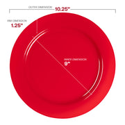 Solid Red Holiday Round Disposable Plastic Dinnerware Value Set Dimension | Smarty Had A Party