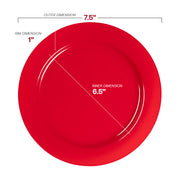 Solid Red Holiday Round Disposable Plastic Dinnerware Value Set Dimension | Smarty Had A Party