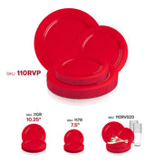 Solid Red Holiday Round Disposable Plastic Dinnerware Value Set SKU | Smarty Had A Party