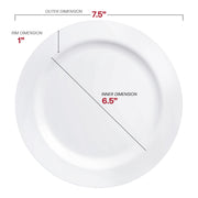 Solid White Economy Round Disposable Plastic Appetizer/Salad Plates (7.5") Dimension | Smarty Had A Party