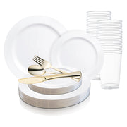 Solid White Economy Round Disposable Plastic Wedding Value Set | Smarty Had A Party