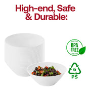 Solid White Organic Round Disposable Plastic Dessert Bowls (6 oz.) BPA  | Smarty Had A Party