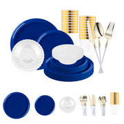 Solid Blue Flat Round Disposable Plastic Tableware Set brings bold color and clean design to stylish gatherings and events