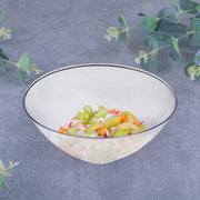 Solid Clear Organic Round Disposable Plastic Bowl (32 oz.) elegantly presented with fresh strawberries and blueberries