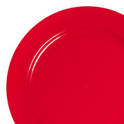 Solid Red Holiday Round Disposable Plastic Appetizer/Salad Plates 