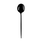 Solid black Moderno disposable plastic dessert spoons, case of 480