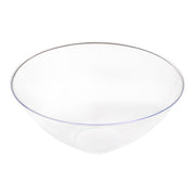 Solid black disposable plastic bowls with round design