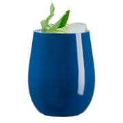 Solid navy stemless plastic wine glasses, 12 oz, combining elegance and convenience for weddings, parties, and celebrations
