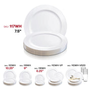 Solid white disposable plastic plates, 7.5-inch round shape, bulk 120-pack for economical serving needs