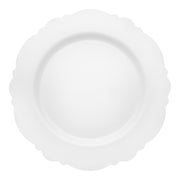 Solid white round blossom disposable plastic appetizer and salad plates, 7.5-inch diameter, pack of 120