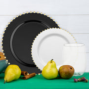 Sophisticated black and gold holiday plates ideal for Christmas Eve dinners and New Year’s Eve parties.