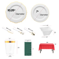 Soup bowls and modern gold cutlery from the Ho-Ho Haute Set used during a festive dinner.