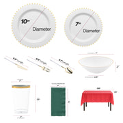 Soup bowls and modern gold cutlery from the Ho Ho Haute Set used during a festive dinner.
