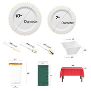 Soup bowls and modern gold cutlery from the Ho Ho Haute Set used during a festive dinner
