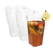 Square disposable plastic pitchers with a sturdy handle and spout, clear design for a sleek look