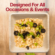 Square palm leaf bowls featured at a garden event, suitable for all occasions from casual to formal gatherings