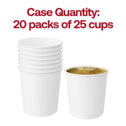 Squat paper soup cups with 16 oz capacity provide a comfortable grip for guests standing or mingling at receptions