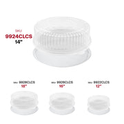 Stackable clear plastic trays with lids simplify prepping multiple party platters ahead for corporate events and holiday feasts