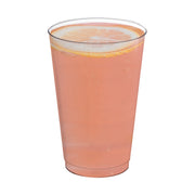 Sturdy 14 oz crystal clear plastic cups, disposable and lightweight, great for serving beer, mixed drinks, or iced tea
