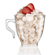 Sturdy and reusable clear plastic coffee mugs with a stylish square shape, 8 oz capacity, available in a bulk pack of 192