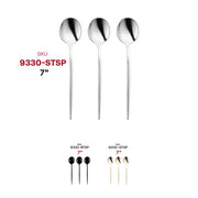 Sturdy shiny silver Moderno plastic dessert spoons, 7 inches, strong yet lightweight, designed for effortless serving