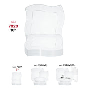 Stylish 10-inch dinner plates made from clear plastic with a decorative wave edge