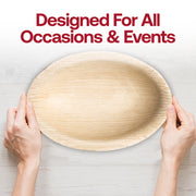 Stylish 3.5-inch palm leaf disposable mini plates, ellipse-shaped, environmentally friendly, and sold in a pack of 100