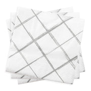 Stylish 600-count pack of disposable white cocktail napkins with a modern silver diamond pattern