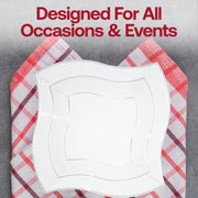 Stylish 7-inch clear plastic plates with a sleek wave-style rim, disposable and durable, 120-pack for catering