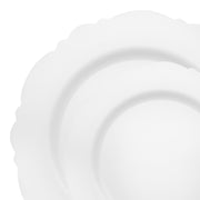Stylish Solid White Disposable Dinnerware with Round Blossom Design