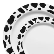 Stylish White Disposable Plates with Black Dalmatian Spots for Modern Dining