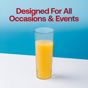 Stylish and fancy clear disposable high ball plastic cups, 10 oz capacity, great for elegant events and celebrations