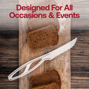 Stylish clear plastic steak knife with a refined design, great for upscale dining and special occasions