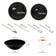 Stylish dinner setting featuring the Black with Gold Pearl String Tableware Set arranged on a formal banquet table