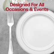 Stylish metallic silver plastic forks with textured grooves for grip, 6.75 inches long, disposable, case of 600