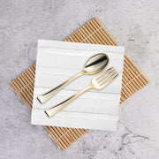 Stylish white beverage napkins with silver stripes, suitable for weddings, corporate events, and festive parties
