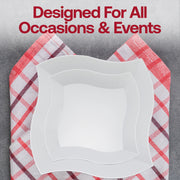 Stylish white wave dinner plates crafted from durable plastic, 10 inches in diameter, disposable and practical, pack of 120