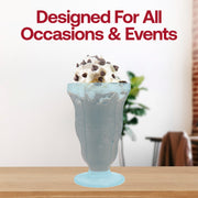 Summer picnic scene with Transparent Blue Milkshake Cups used for iced drinks, smoothies, and colorful refreshments