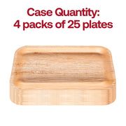Sustainable palm leaf dessert plates with a natural finish, rectangular 9x6-inch size, disposable and bulk-packed in 100
