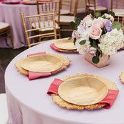 Tabletop scene includes Round Palm Leaf Eco Friendly Disposable Pastry Plates (5") with stylish decor
